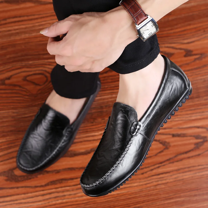 Кроссовки мужские из натуральной кожи повседневные прогулочные туфли плоская