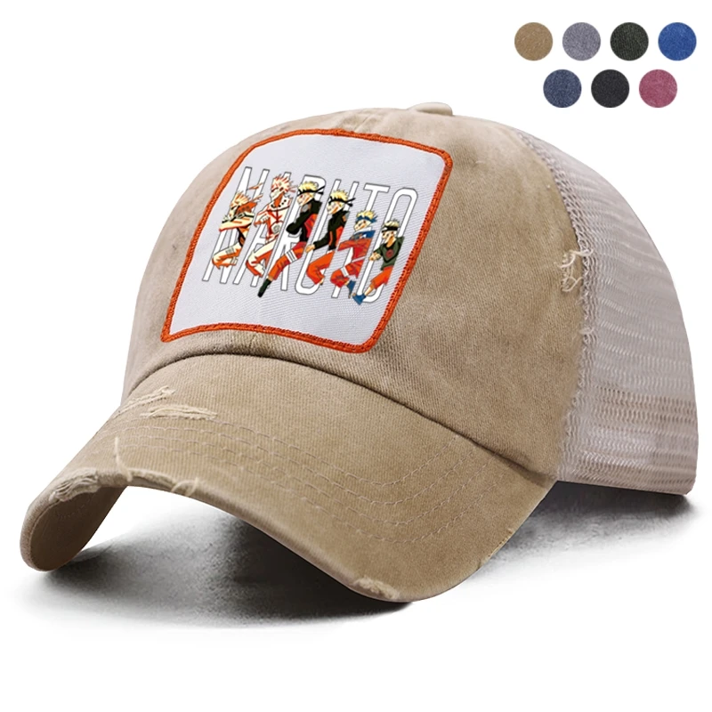 Fashion Japanese Anime Uzumaki Naruto Kurama Kyuubi Men's Baseball Cap Women Snapback Hip Hop Summer Mesh Hat Trucker | Аксессуары