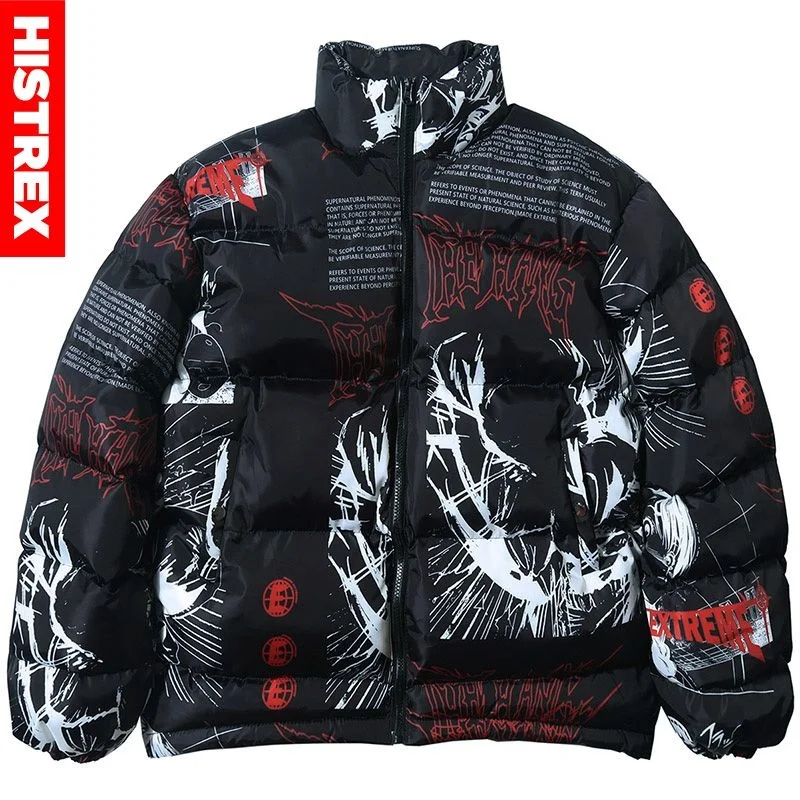 

2021 Hip Hop Jacket Parka Japanese Streetwear Men Windbreaker Harajuku Winter Padded Jacket Mens Women Quilted Coat Warm Outwear