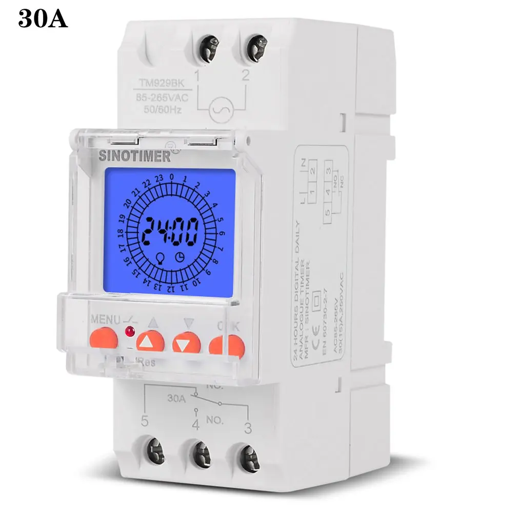 

Backlight 24hrs Digital Analogue Time Switch 15 Mins Interval With 96 ON/OFF Each Day 85-265V Analog Timer