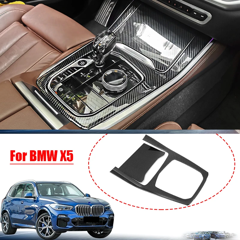 

For Bmw X5 G05 2019 2020 Carbon Fiber Style Car Interior Gearshift Knob Cover Trim Panel Styling Accessories