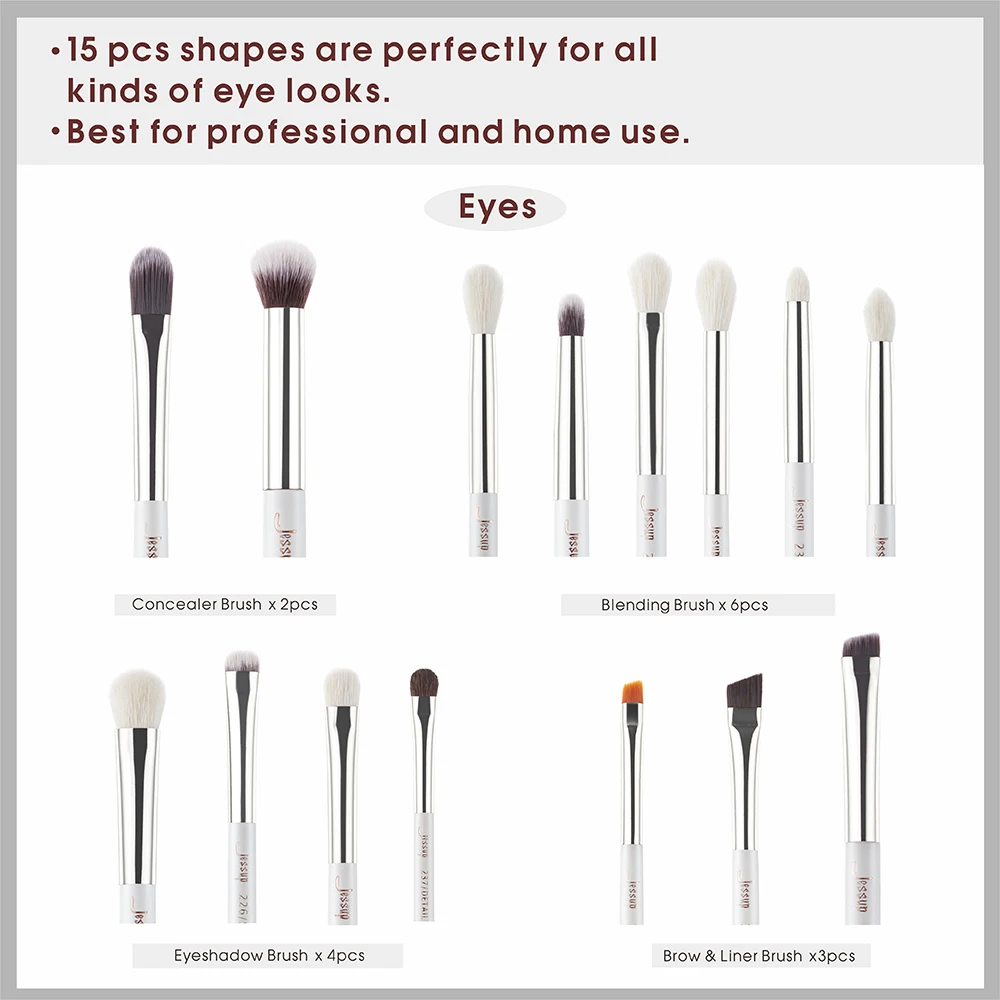 Jessup Eye Brush Профессиональный набор кистей для макияжа Набор бровей подводки 15 шт