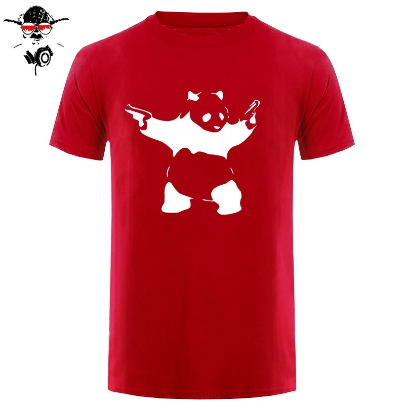 Новая летняя футболка с рисунком банкси панды пистолеты мужская повседневная