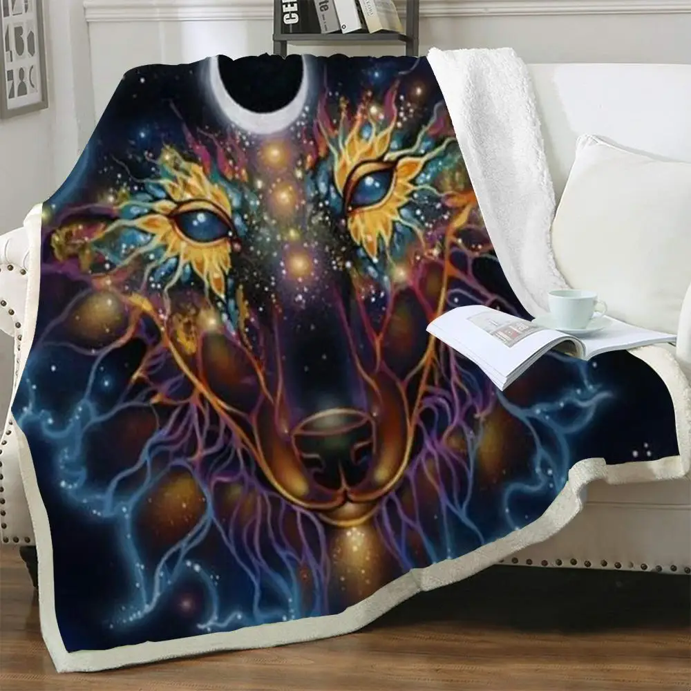

Одеяло NKNK с изображением волка, плюшевое тонкое одеяло с абстрактным 3D принтом в виде Галактики, шерпа, винтажное зимнее одеяло для взрослых