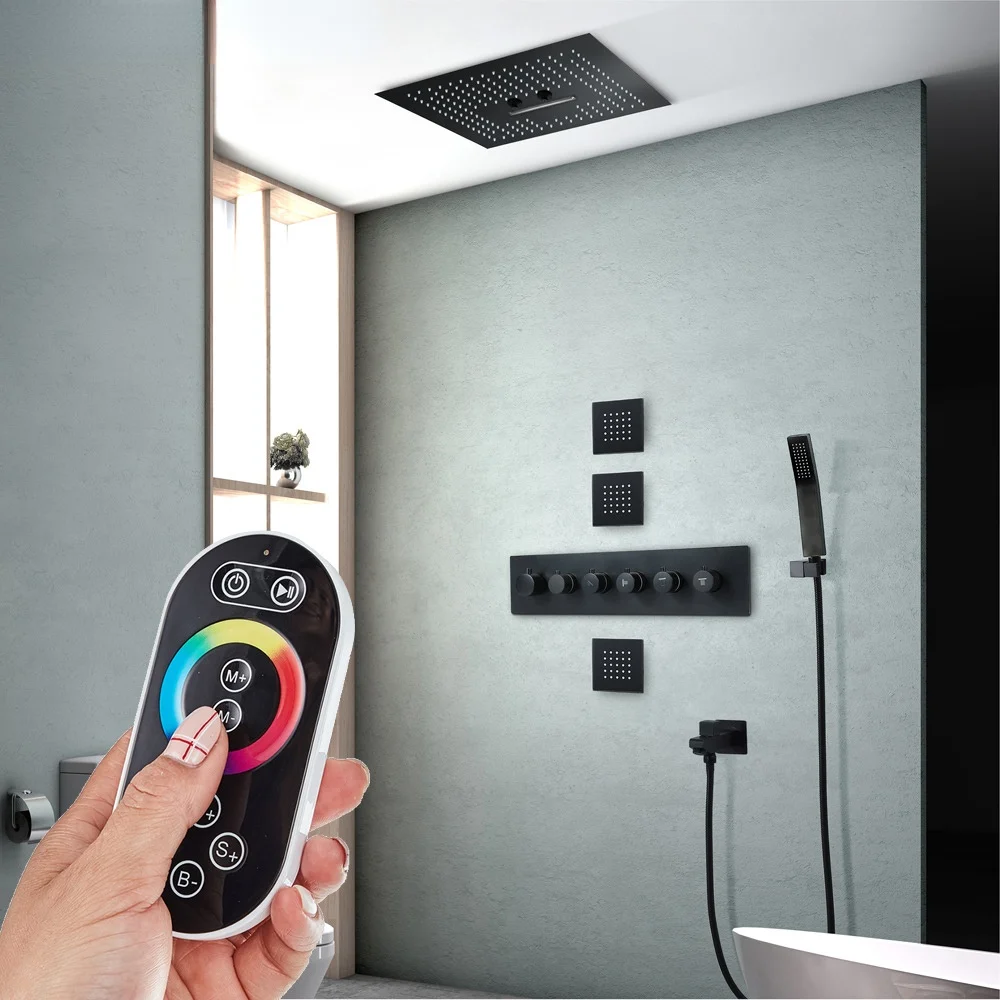 

Thermostatic Shower Set Bathroom Hot Cold Remote Control Shower System Ceilling Mount Smart Phone Bath Faucet SPA Rain Torneira
