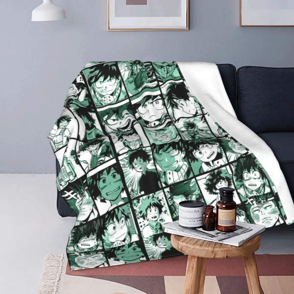 

Коллажные одеяла Midoriya Izuku, фланелевое одеяло с рисунком из аниме «Моя геройская Академия», осень/зима