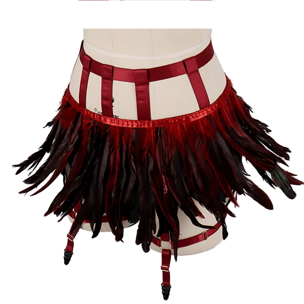 Женские Подтяжки в стиле Харадзюку пикантное нижнее белье панк с перьями модные