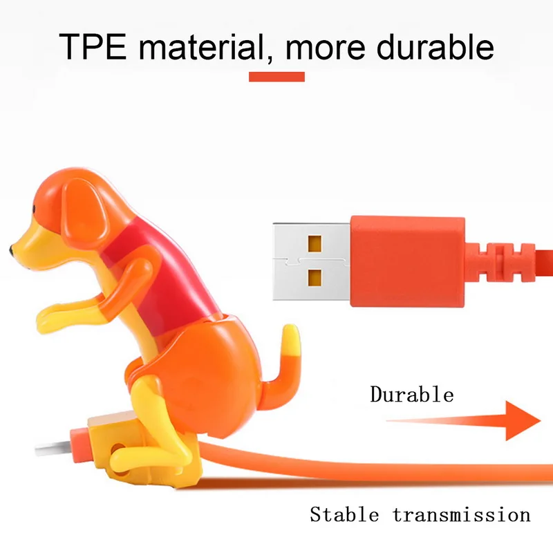 

2021 Creative Cute Humping Moving Spotty Dog Toy Smartphone Cable Charger Data 1.2 M Charging Line Cell Phone Accessories