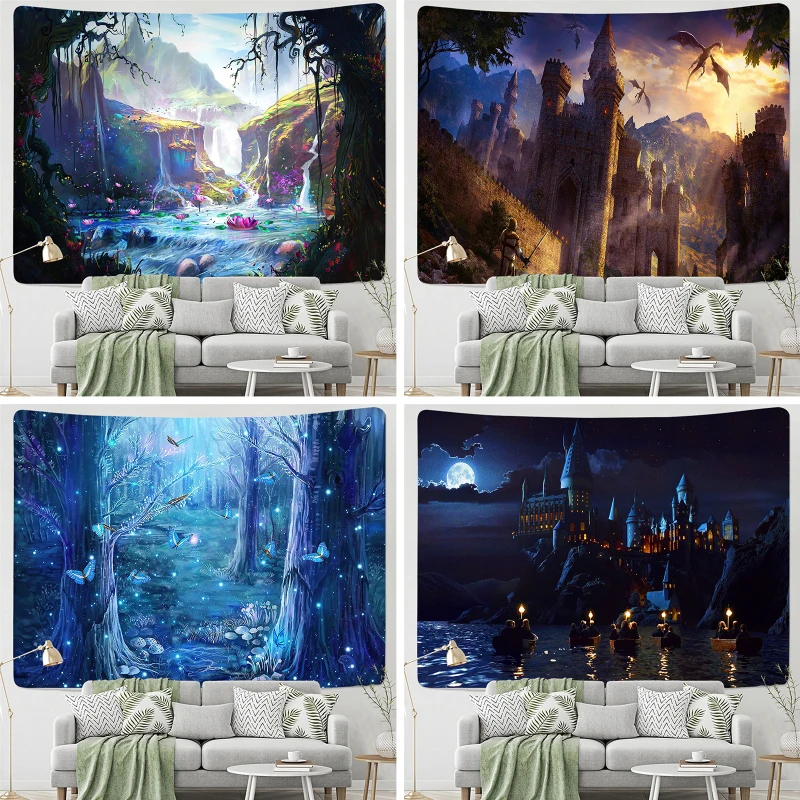 

Fuwatacchi Forest Mushroom Scenic Printed Wall Tapestry Polyester Fabric Home Decor Wall Rug Carpets Hanging Blankets Tapestries