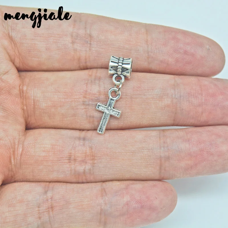 

Hot sell 30pcs wholesale metal Tibet Silver crucifix Pendants Bead cross Charms For European Bracelets