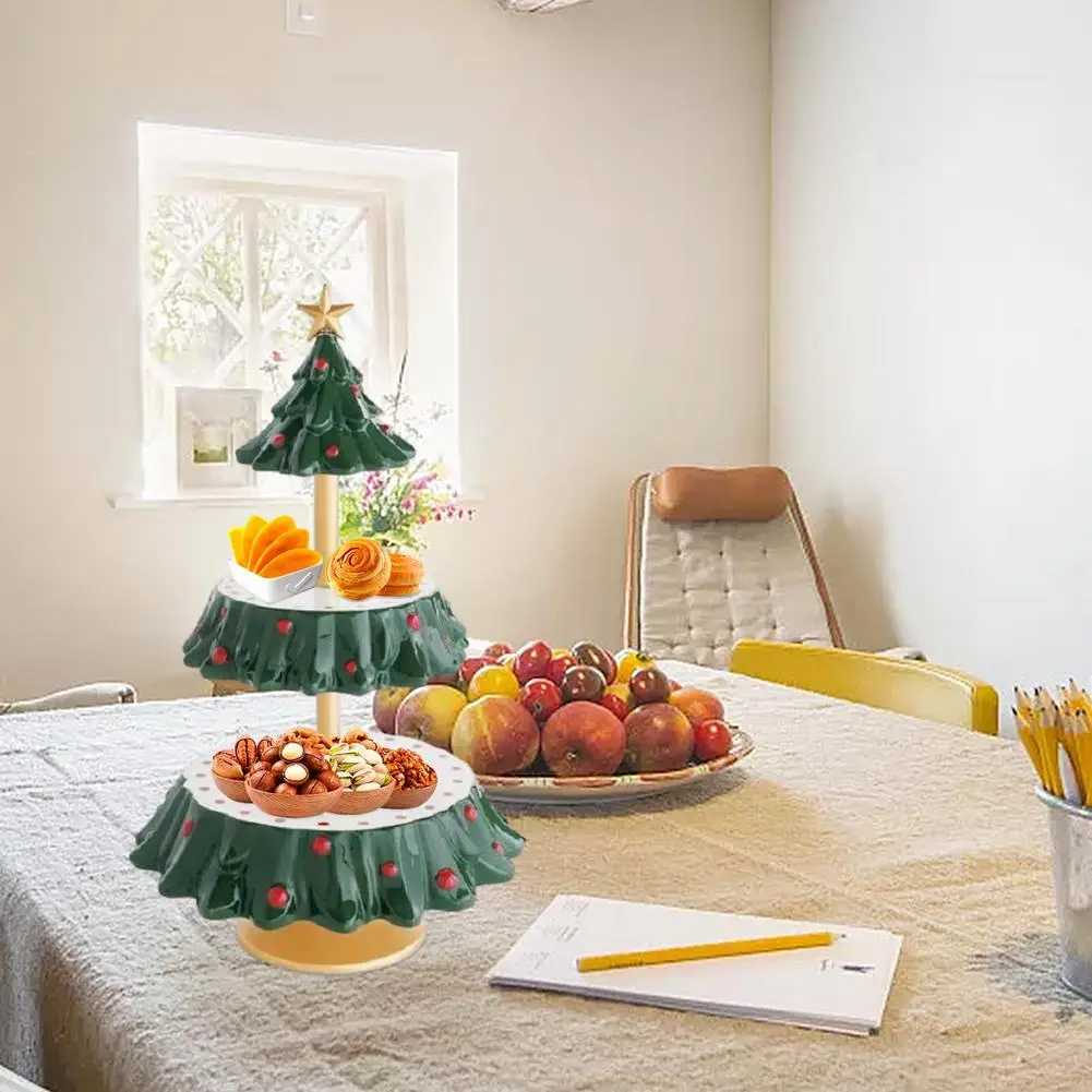 

Christmas Snack Serving Stand Christmas Tree Shape Nuts Fruits Plates Snack Serving Dishes Tray Xmas Table Decor Snack Rack