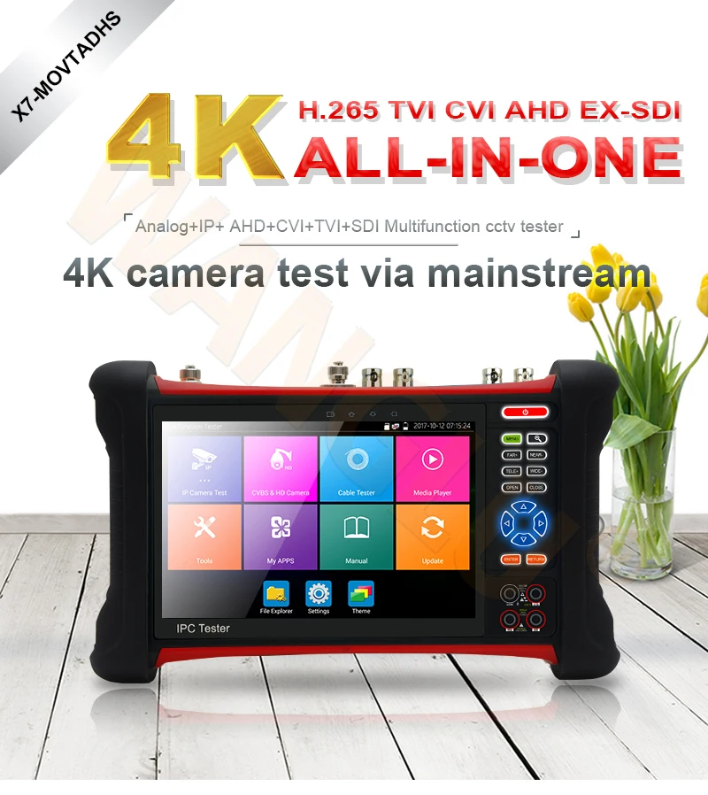 X7-MOVTADHS 7-дюймовый сенсорный экран Retina IP CVBS AHD CVI TVI SDI все в 1 cctv тестер с цифровым мультиметром HDMI вход/выход