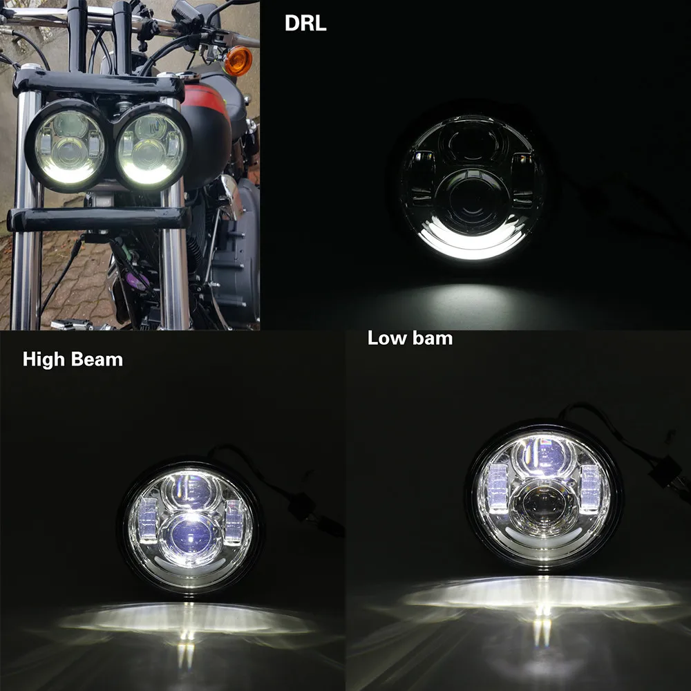 Фары головного света в стиле двигателя для Davidson Dyna Bob Black 4 65 дюйма FXDF Fatbob Led Motor