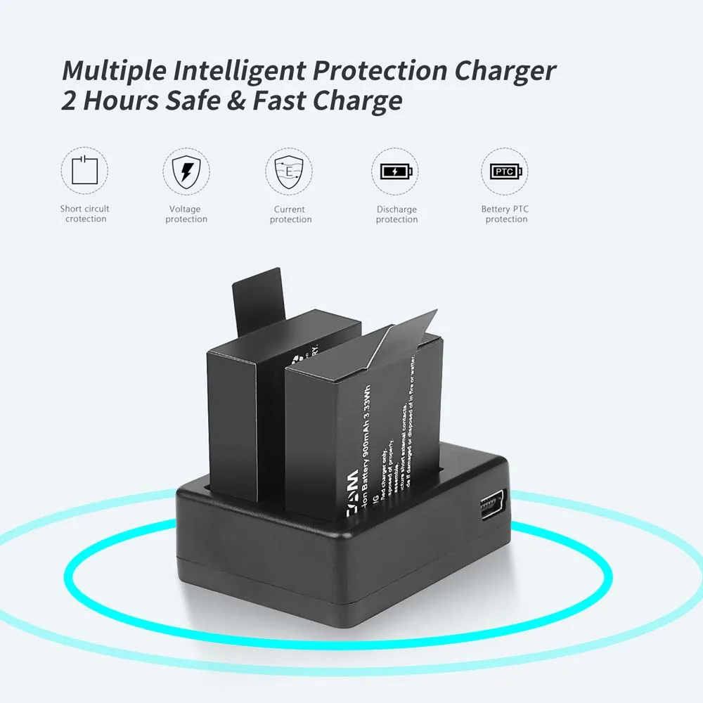 SHOOT Dual Port зарядное устройство с 2 шт 900mAh батарея для Sjcam M10 Sj4000 Sj5000 Sj 5000 экшн камеры