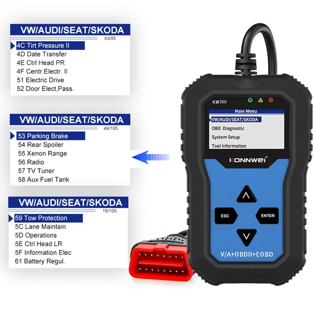 KONNWEI KW350 Профессиональный сканер OBD2 считыватель кодов автомобиля