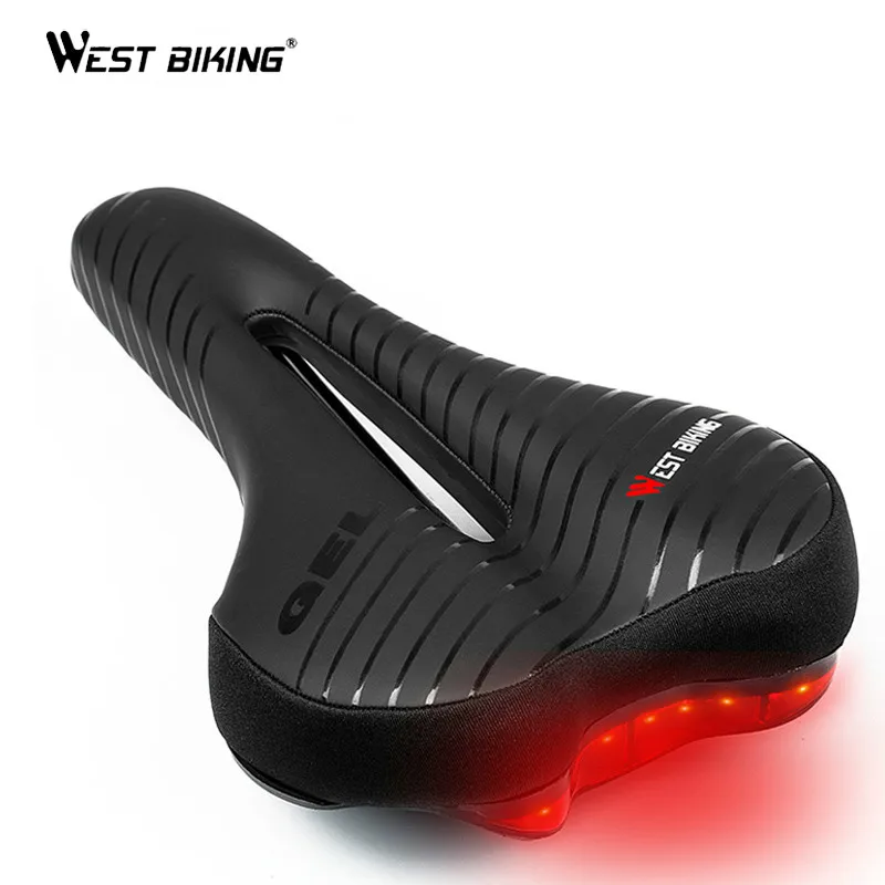 

WEST BIKING Bicycle Saddle Taillight MTB Mountain Road Bike Waterproof PU Leather High-Elastic GEL Cushion Soft Cycling Saddle