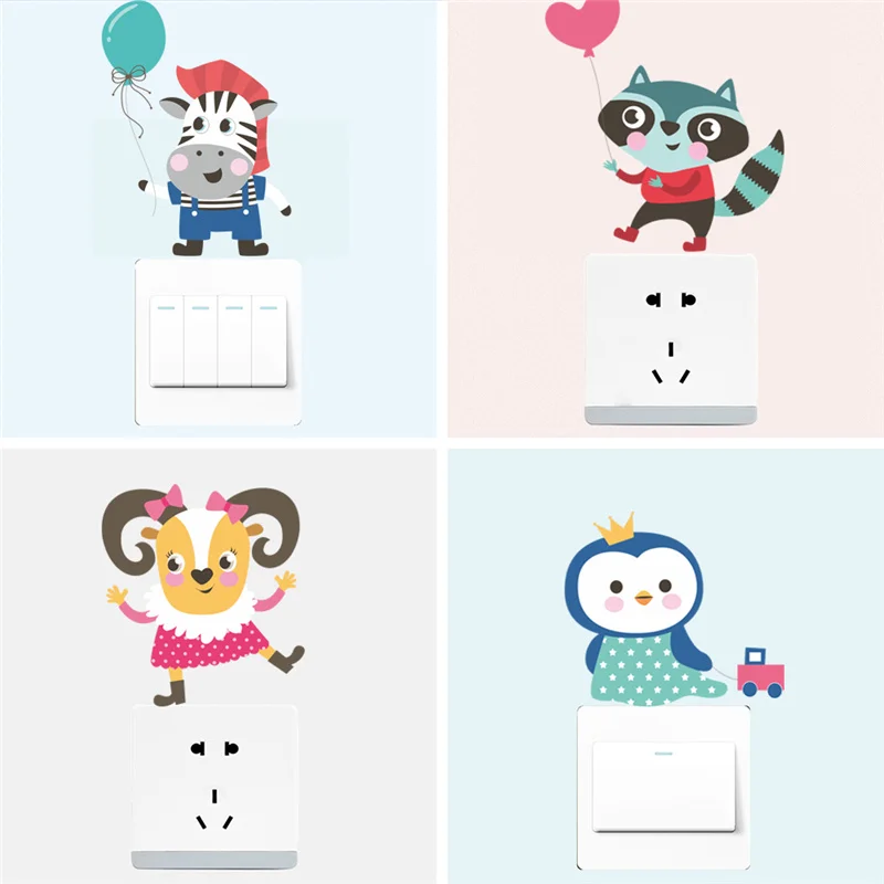 Наклейка-переключатель с милыми животными для домашнего декора настенные