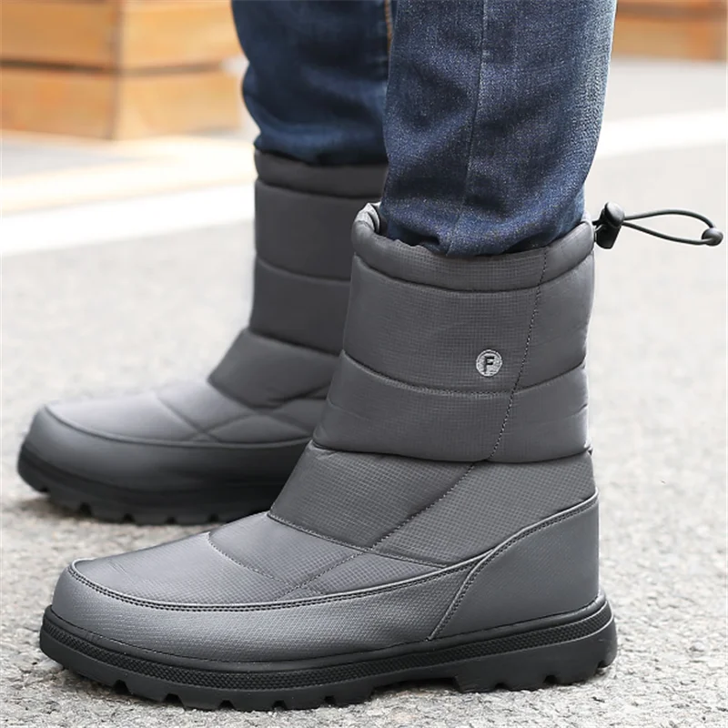 

Winter Platform Men Snow boots Waterproof Plus size 36-48 2020 New Mens Ankle Boots Wear-resistant non-slip Plush Warm Shoes
