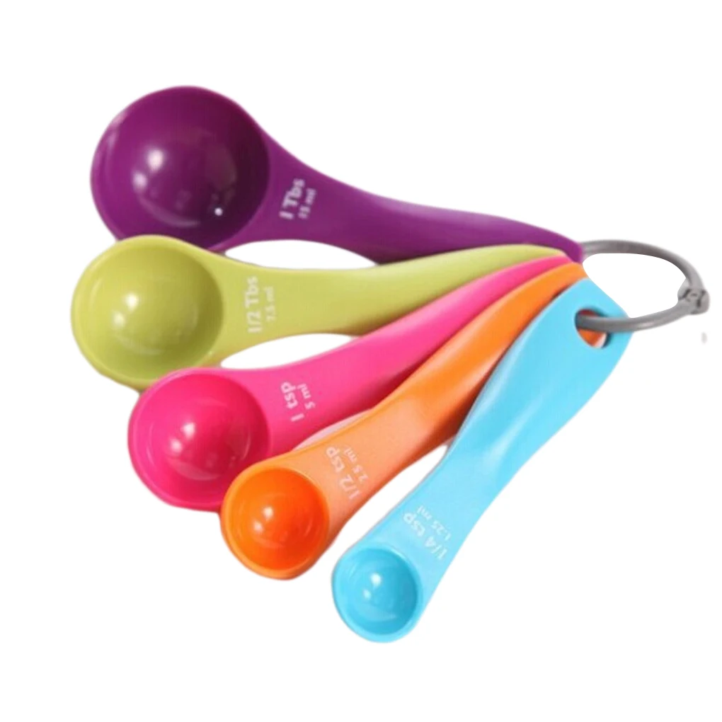 

5pcs/set Measuring Spoons Colorful Plastic (1 / 2.5 / 5 / 7.5/ 15ml) Measure Spoon Super Useful Sugar Cake Baking Spoon