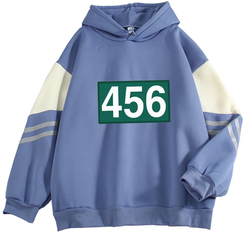 

2021 Squid Game Kpop 456 Korean Men/Women Hoodie Long Sleeve Casual Trend Loose Contrasting Color Sweatshirt Harajuku Tee Top