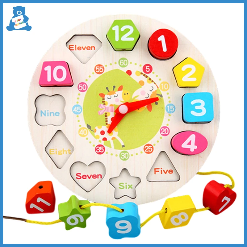 Дошкольные математические игрушки Монтессори детские цифровые часы деревянные