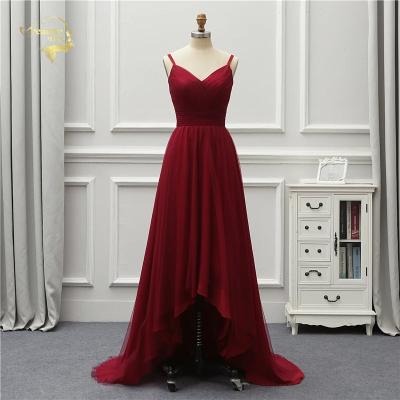 Бургундия Жанна любовь Формальное роскошное длинное вечернее платье Новое поступление спереди короткое длинное сзади Вечерние Платья De Soiree vestido de festa OL5228 - Цвет: Бургундия