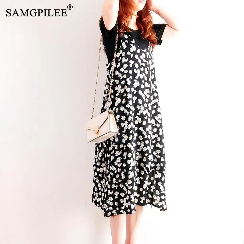 Женское платье футболка с принтом и оборками повседневное ТРАПЕЦИЕВИДНОЕ ПЛАТЬЕ