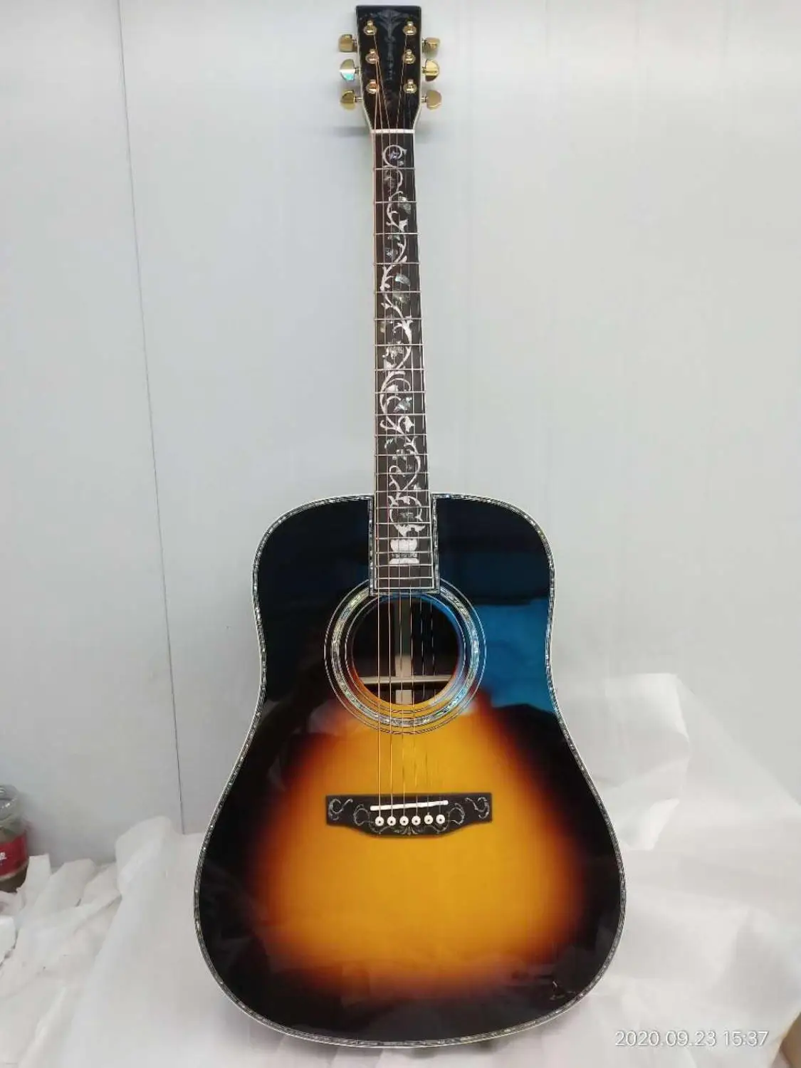 Custom All Solid 45D 41 Inch Ebony Fingerboard Acoustic Guitar in Sunburst | Спорт и развлечения