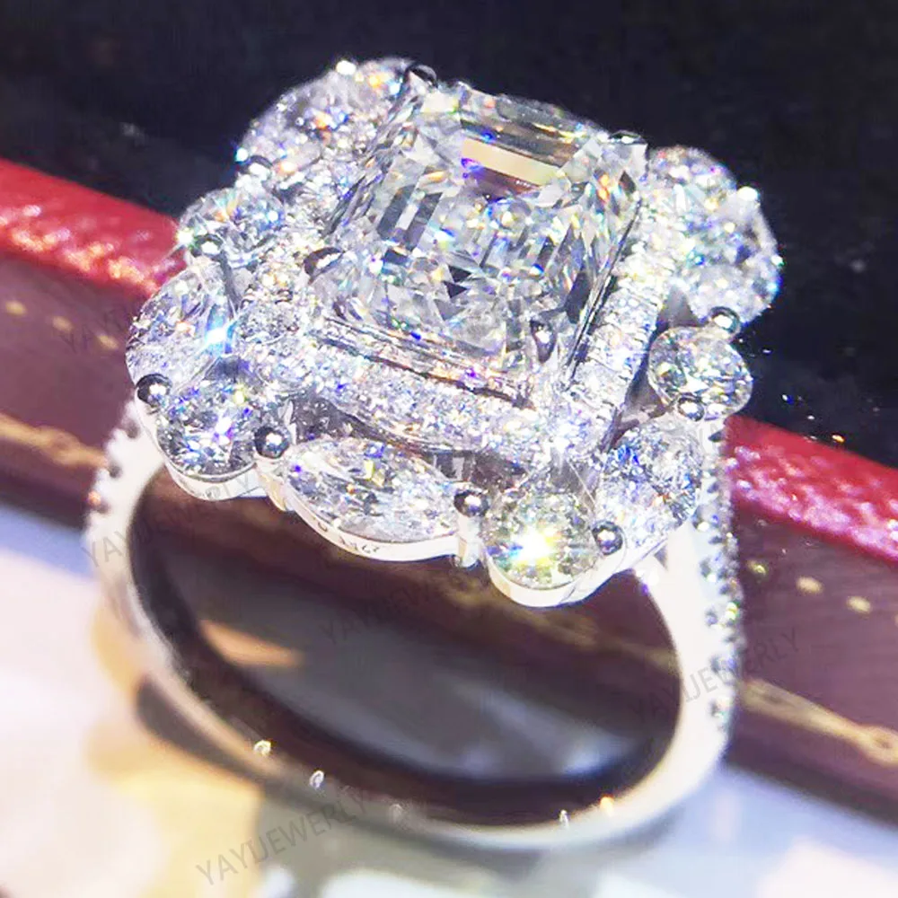 

YaYI Jewelry Fashion Princess Cut 15 CT White Zircon Silver Color Engagement Rings wedding Heart Rings Party Rings Gifts 1417