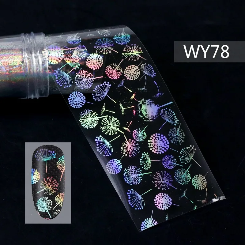 WY78 Foils Sticker 28 узоров голографические лазерные ногтевые переводные наклейки из фольги пламенный цветок Единорог Переводные картинки для ногтей украшения для дизайна ногтей - Цвет: WY78 Foils Sticker