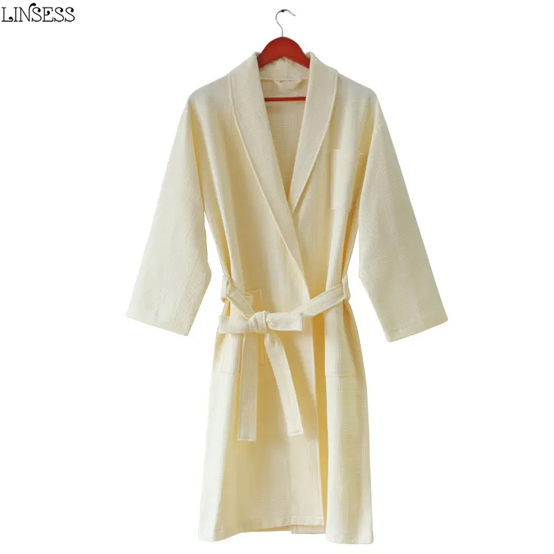 Unisex Personalized Men's Cotton Waffled Bathrobe Valentines Day Gift Bride Groom Robes Groomsmen Custom Robe-Waffled LONG Woman