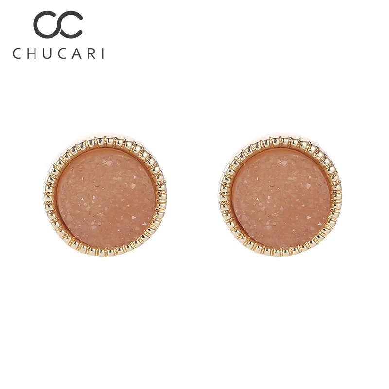 Новые модные простые серьги гвоздики CHUCARI из сплава с кристаллами смолы