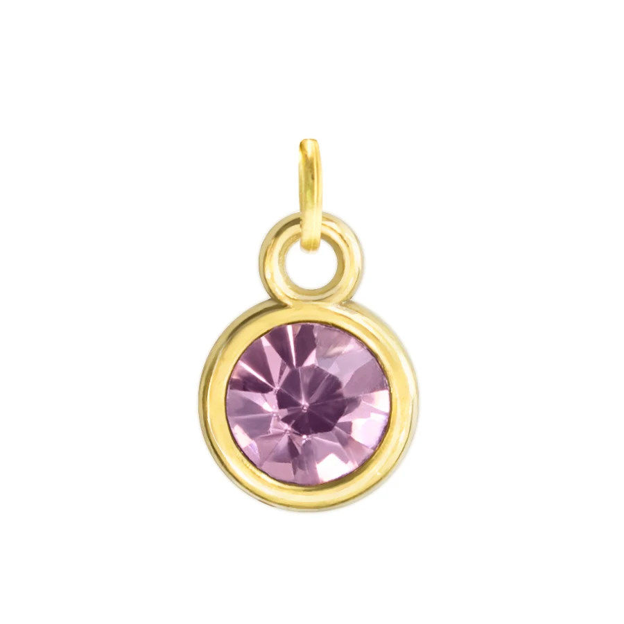 12p light purple Цена 12 шт./лот золотой цвет Хрусталь Камень Амулеты с открытым кольцом Шарм Diy Аксессуары HC482 - Окраска металла: 12p light purple