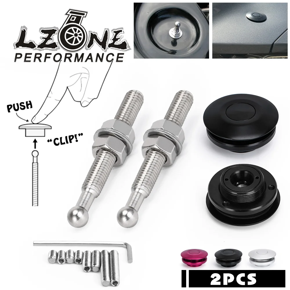 

LZONE - Universal Push Button Billet Hood Pins Lock Clip Kit Universal Lock Clip Kit Quick Alloy Latch JR-HP31