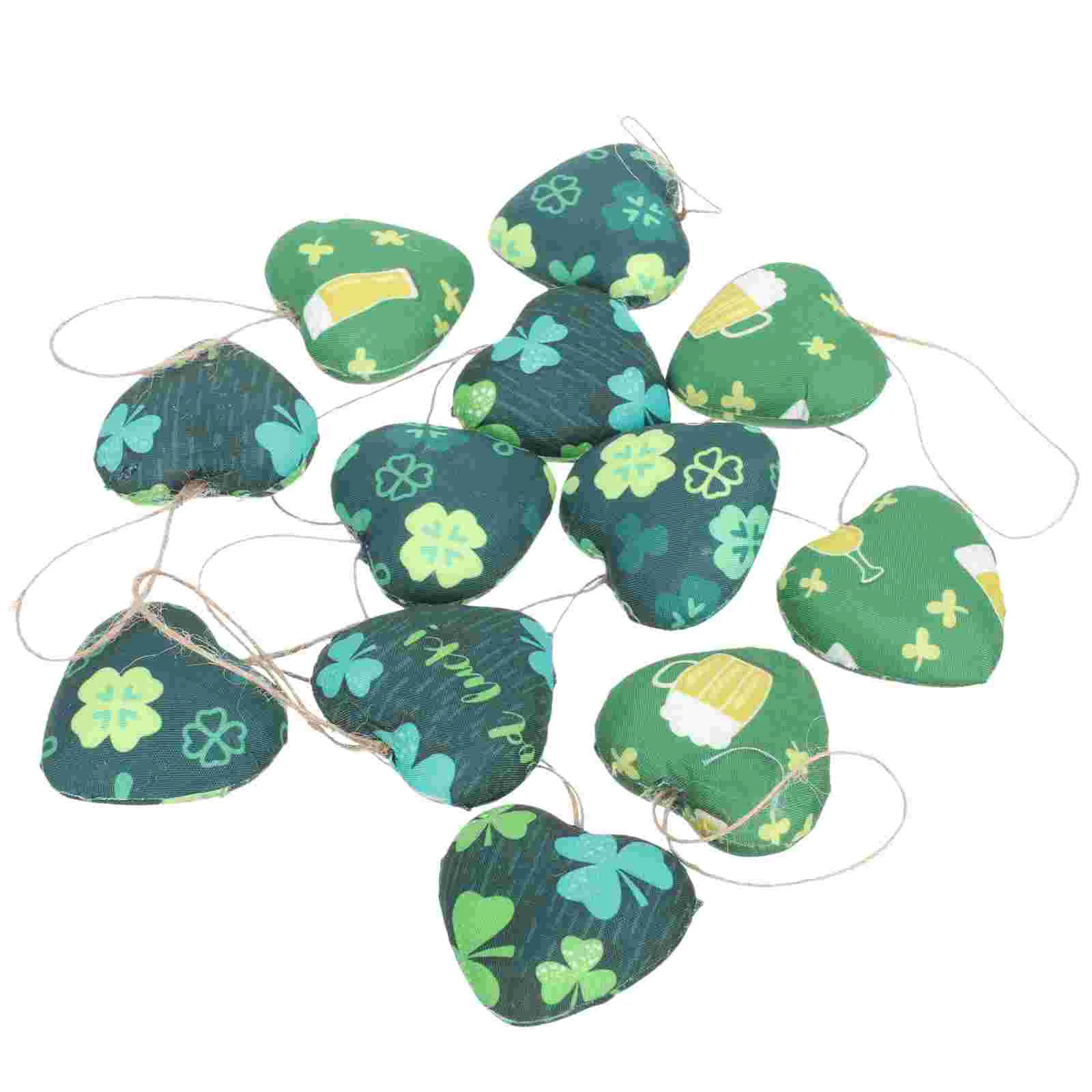 

12PCS St. Patrick's Day Pendants Printed Loving-heart Hanging Decorations