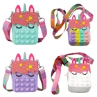 Игрушки-фиджеты, новый единорог, сумка-мессенджер с простым затемнением, пузырьки, антистресс, детская игрушка, брелок, кошелек, бесплатная доставка