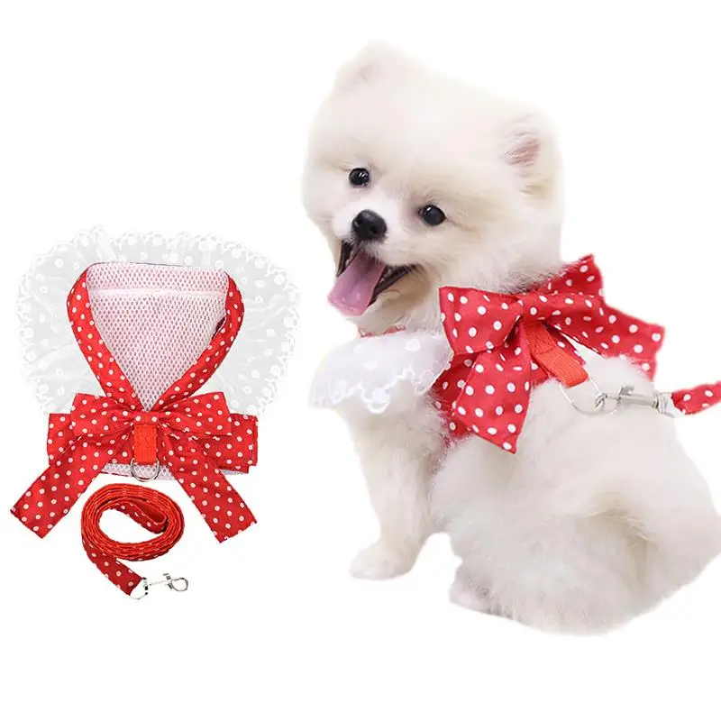

Multicolor Puppy Bowknot Harness Set Kawaii Kitten Vest Harness Set Cat Harness And Leash Dog Accessories Premium Pet Supplies
