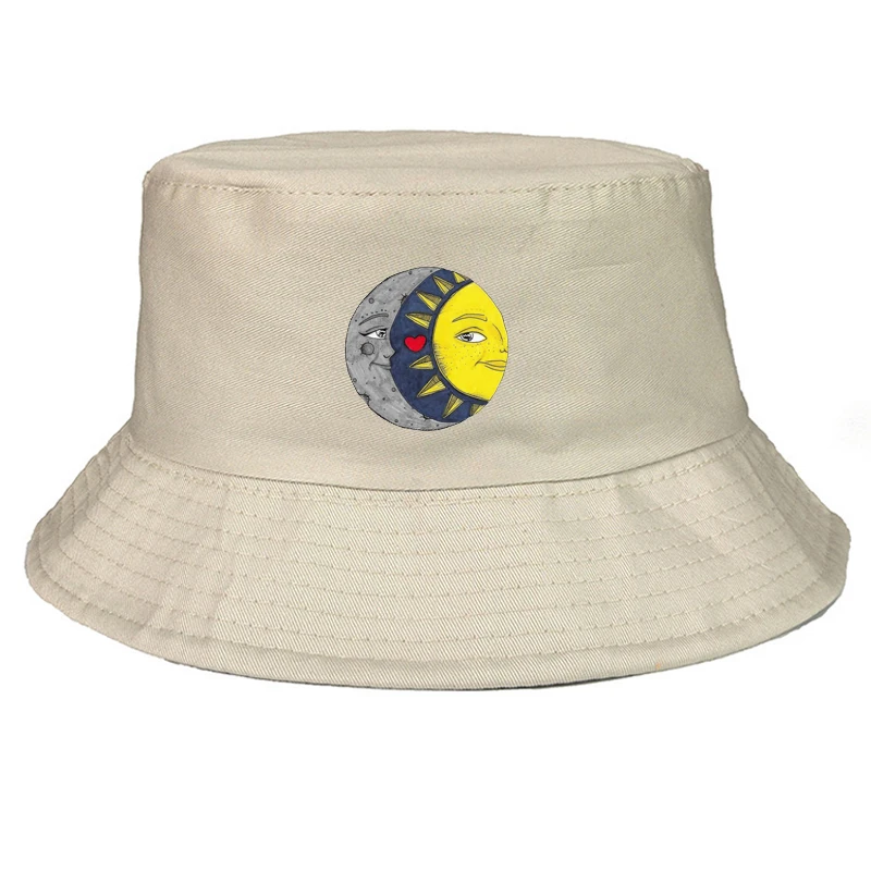 Harajuku Bucket Hat Men/Women sun and moon love K Pop Jung Kook V Bob Outdoor Beach Sun Black Fashion Fishing Fisherman | Аксессуары для
