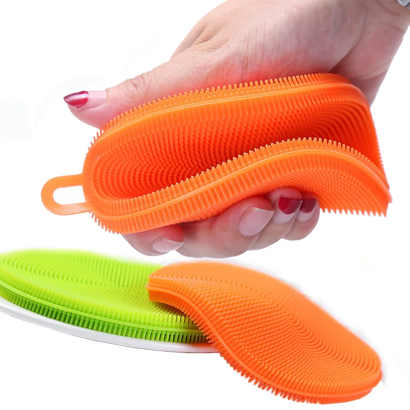 

Multifunctional silicone dishwashing brush is not easy to stick to oil kitchen brush pots and bowls household cleaning artifact