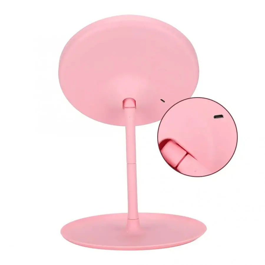 Led Mirror Portable USB Detachable LED Light Round Makeup Glass Travel Vanity with Base Lights | Красота и здоровье