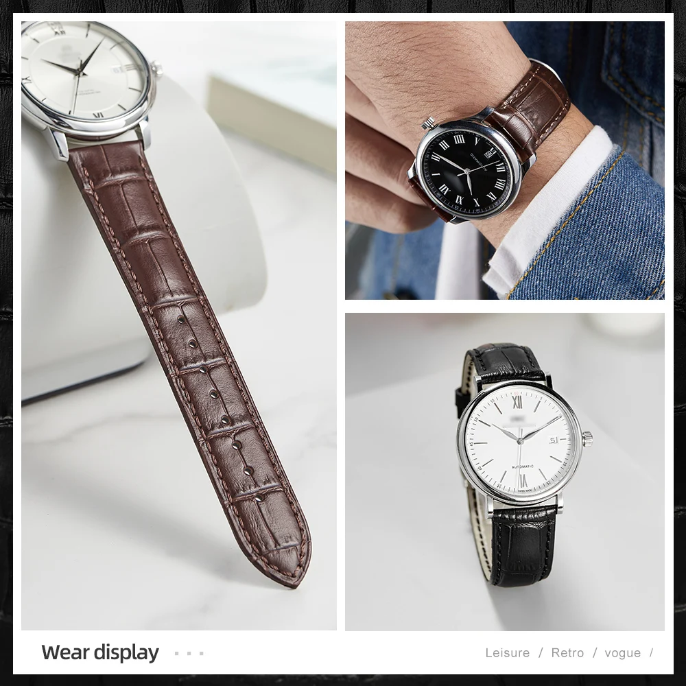 CHIMAERA 14 -18mm 19mm 20mm 21mm 22mm 24mm Genuine Leather Alligator Watch Band Strap  for Tissot for Casio Diesel for Watchband