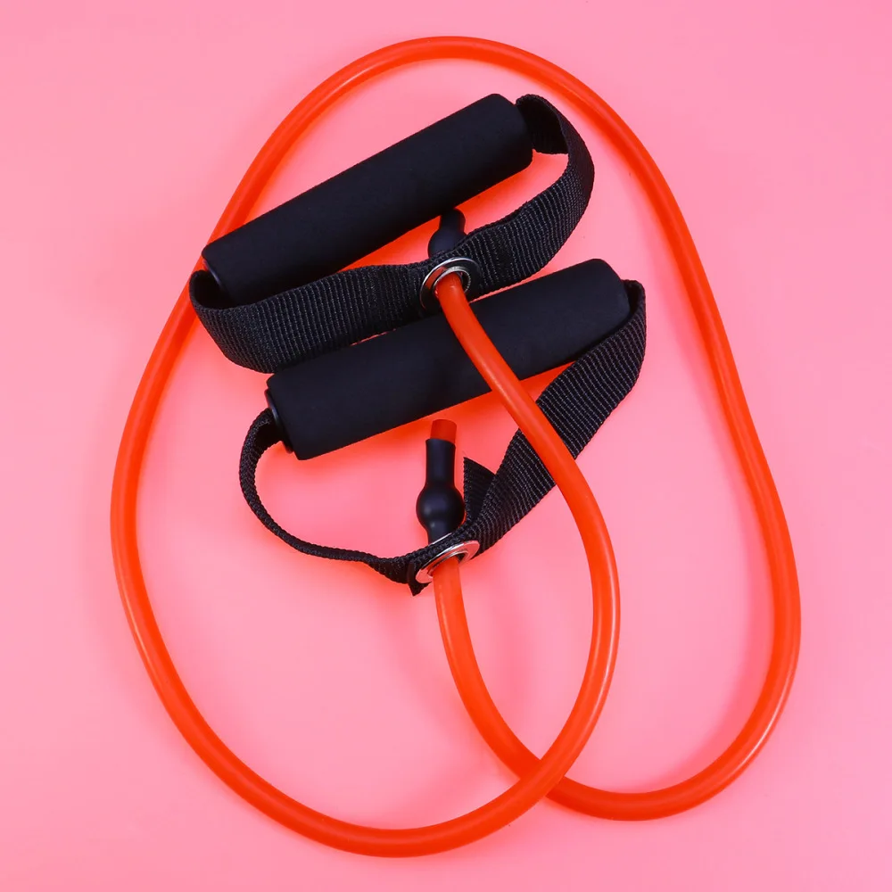 

1pc Yoga Elastic Fitness Exercise Rope Exercise Resistance Bands Workout Bands with Handle for (Black + Red)