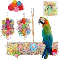 5 pack parrot toys bird chewing toy hanging foraging shredder toy suitable for small medium parakeet macaw cockatiel bird supply