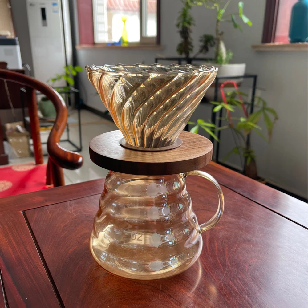 

Japanese Style Brown Hand Brewed Mini Coffee Maker Set, Glass Filter Funnel Drip Type Easy-to-clean Coffee Maker 3 Piece Set