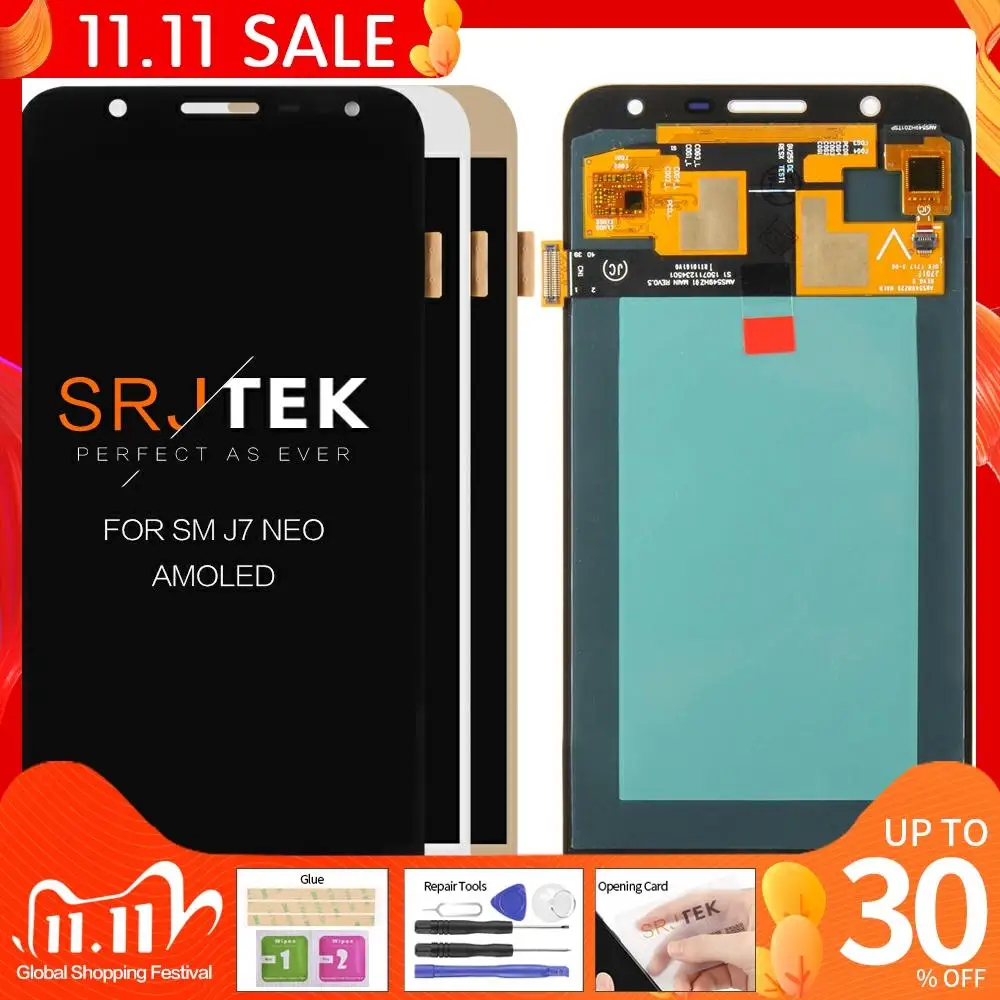 Оригинальный AMOLED J7 Neo для Samsung Galaxy J701 j701f ЖК дисплей экран в сборе с сенсорным