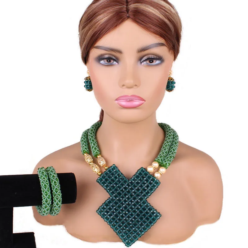 Комплект ювелирных изделий из 4 в нигерийском стиле для женщин 2020 двухслойный