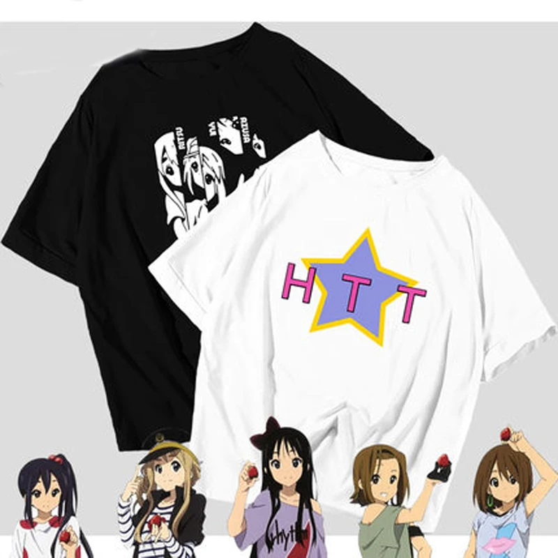 Искусственное Аниме! Футболка для косплея Akiyama Mio Hirasawa Yui летняя хлопковая
