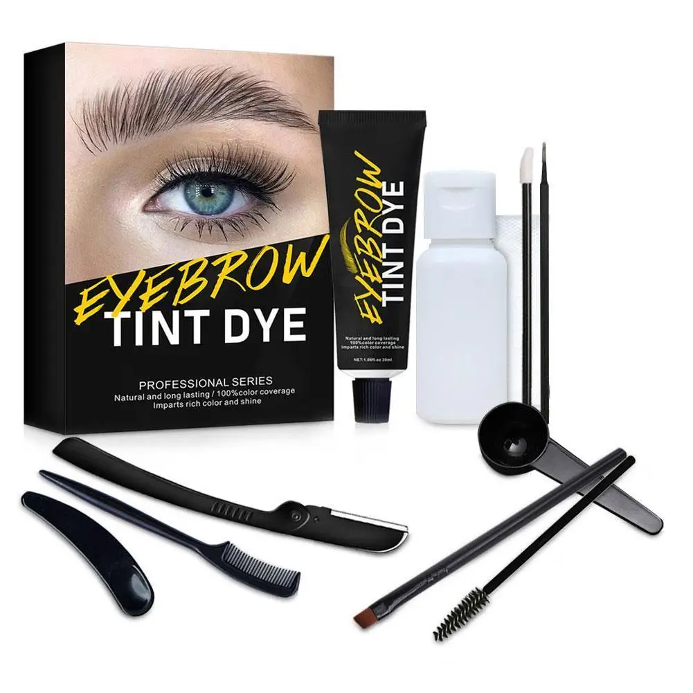 

Eyelash Eyebrow Tint Kit Semi Permanent Brow Dye Tattoo Cream Kit Waterproof Long Lasting Makeup Eyebrow Tint Kit Henna Mascara