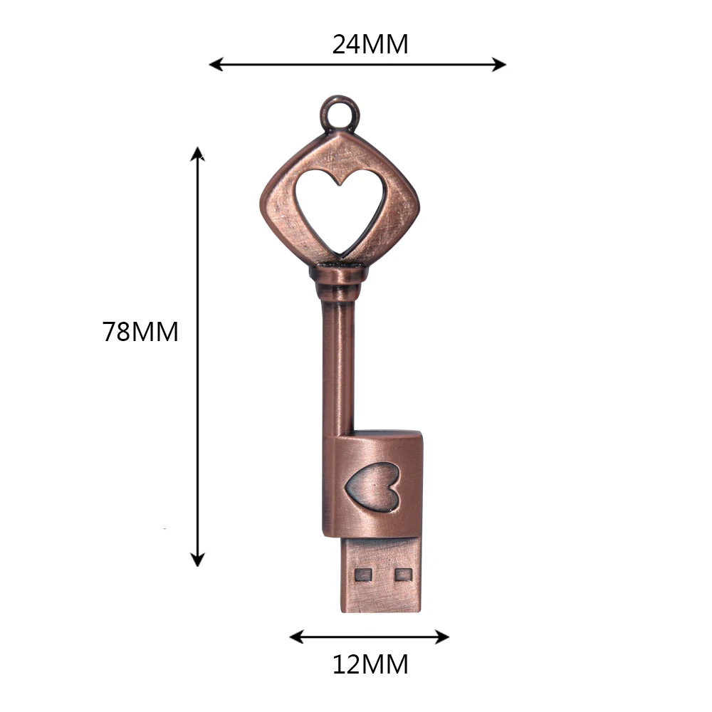 Toilored Logo Pen Drive Metal Pure Copper Heart Key Gift USB Flash Stick 4gb 8gb 16gb 32gb 64GB Thumb | Компьютеры и офис
