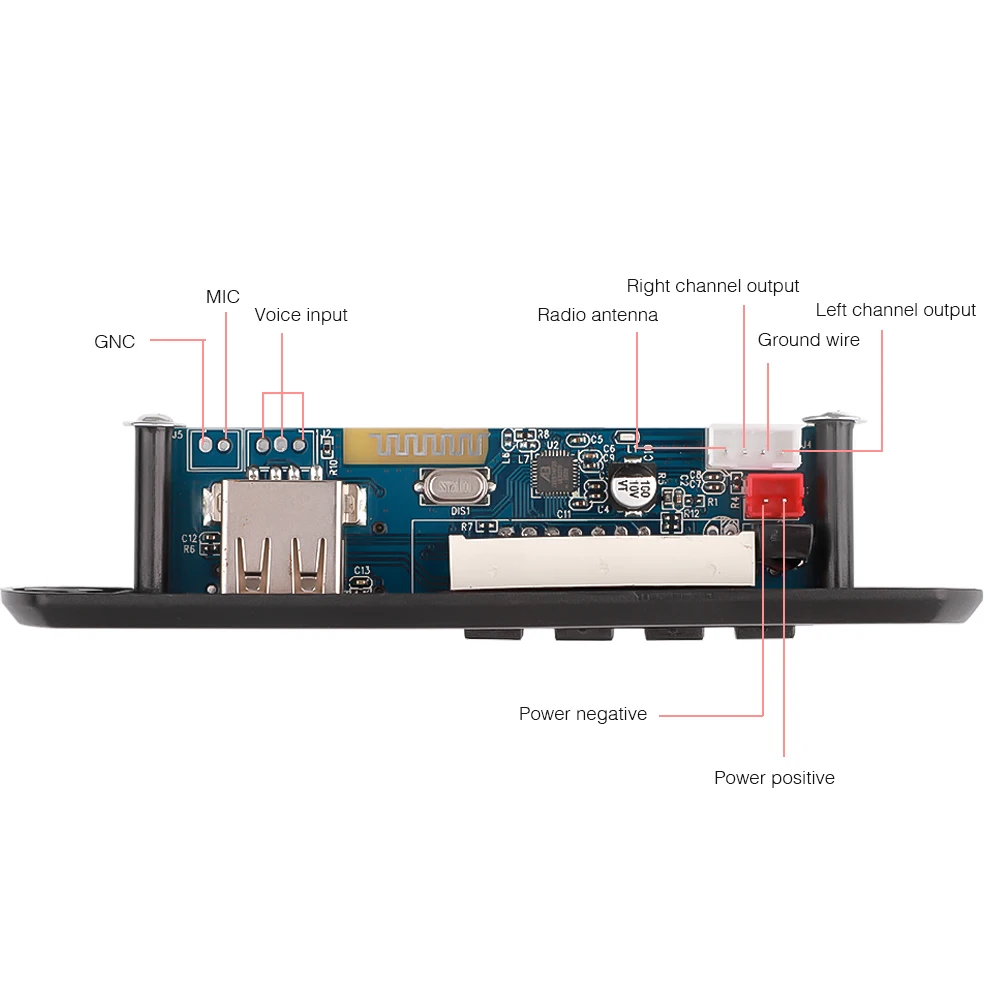 12V Bluetooth 5 0 приемник MP3 плеер декодер цветной экран FM радио TF USB AUX аудио с защитой